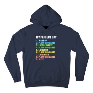 My Perfect Day Play Video Games Gamers Boy Funny Gaming Hoodie