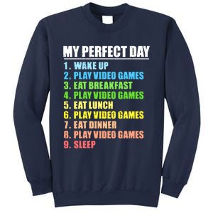 My Perfect Day Play Video Games Gamers Boy Funny Gaming Sweatshirt