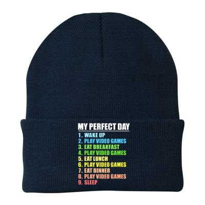 My Perfect Day Play Video Games Gamers Boy Funny Gaming Knit Cap Winter Beanie