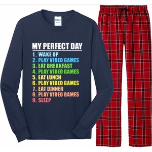 My Perfect Day Play Video Games Gamers Boy Funny Gaming Long Sleeve Pajama Set