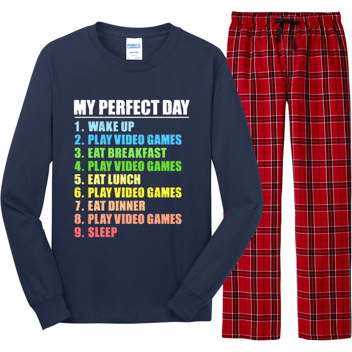 My Perfect Day Play Video Games Gamers Boy Funny Gaming Long Sleeve Pajama Set