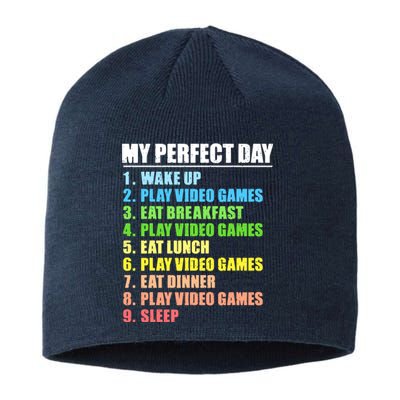 My Perfect Day Play Video Games Gamers Boy Funny Gaming Sustainable Beanie