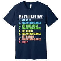 My Perfect Day Play Video Games Gamers Boy Funny Gaming Premium T-Shirt