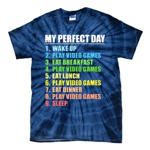 My Perfect Day Play Video Games Gamers Boy Funny Gaming Tie-Dye T-Shirt