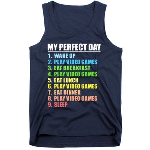 My Perfect Day Play Video Games Gamers Boy Funny Gaming Tank Top