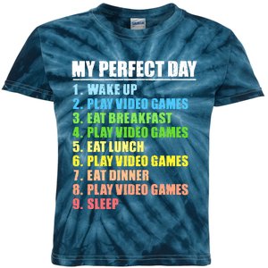 My Perfect Day Play Video Games Gamers Boy Funny Gaming Kids Tie-Dye T-Shirt