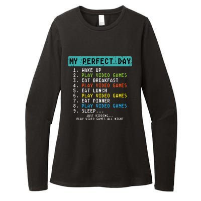 My Perfect Day Play Video Games Funny Gamer Womens CVC Long Sleeve Shirt