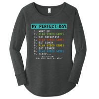 My Perfect Day Play Video Games Funny Gamer Women's Perfect Tri Tunic Long Sleeve Shirt