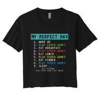 My Perfect Day Play Video Games Funny Gamer Women's Crop Top Tee