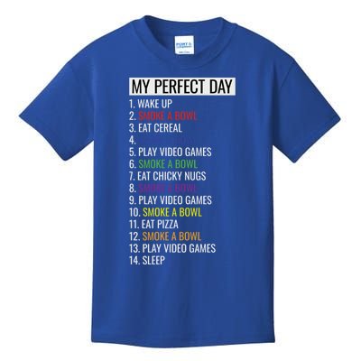 My Perfect Day Funny Weed Video Game Gift Kids T-Shirt