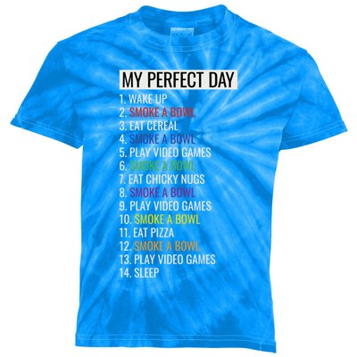 My Perfect Day Funny Weed Video Game Gift Kids Tie-Dye T-Shirt