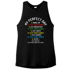 My Perfect Day Play Video Games Lover Gift Ladies PosiCharge Tri-Blend Wicking Tank