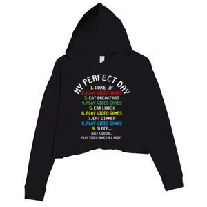 My Perfect Day Play Video Games Lover Gift Crop Fleece Hoodie