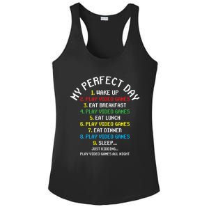 My Perfect Day Play Video Games Lover Gift Ladies PosiCharge Competitor Racerback Tank