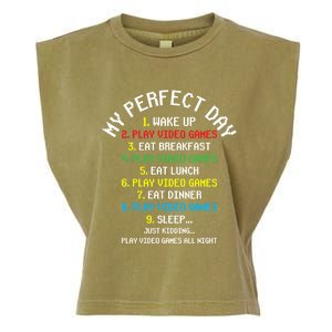 My Perfect Day Play Video Games Lover Gift Garment-Dyed Women's Muscle Tee