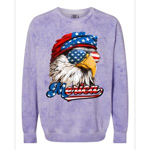 Merica Patriotic Eagle USA American Flag 4th Of July Colorblast Crewneck Sweatshirt