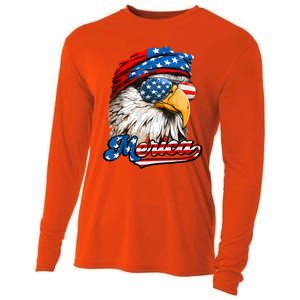 Merica Patriotic Eagle USA American Flag 4th Of July Cooling Performance Long Sleeve Crew