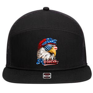 Merica Patriotic Eagle USA American Flag 4th Of July 7 Panel Mesh Trucker Snapback Hat