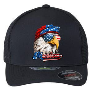 Merica Patriotic Eagle USA American Flag 4th Of July Flexfit Unipanel Trucker Cap