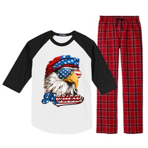 Merica Patriotic Eagle USA American Flag 4th Of July Raglan Sleeve Pajama Set