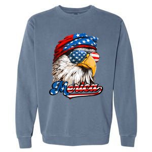 Merica Patriotic Eagle USA American Flag 4th Of July Garment-Dyed Sweatshirt