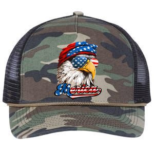 Merica Patriotic Eagle USA American Flag 4th Of July Retro Rope Trucker Hat Cap