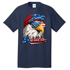 Merica Patriotic Eagle USA American Flag 4th Of July Tall T-Shirt