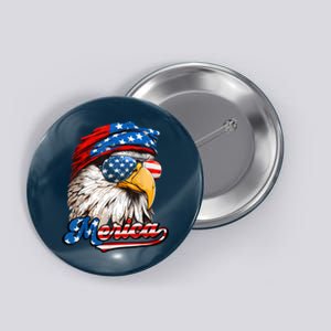 Merica Patriotic Eagle USA American Flag 4th Of July Button