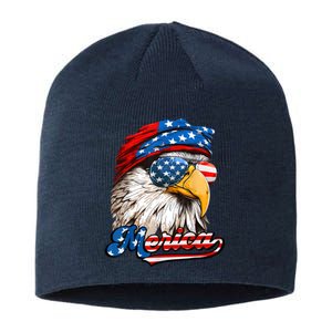 Merica Patriotic Eagle USA American Flag 4th Of July Sustainable Beanie