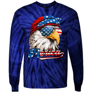 Merica Patriotic Eagle USA American Flag 4th Of July Tie-Dye Long Sleeve Shirt