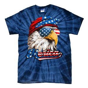 Merica Patriotic Eagle USA American Flag 4th Of July Tie-Dye T-Shirt