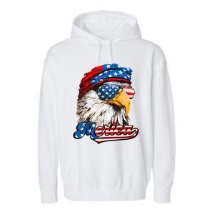 Merica Patriotic Eagle USA American Flag 4th Of July Garment-Dyed Fleece Hoodie