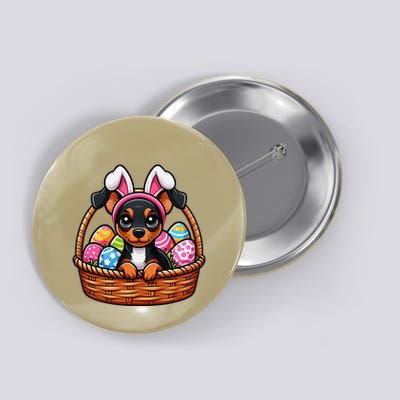 Miniature Pinscher Easter Dog Funny Egg Basket .Png Button