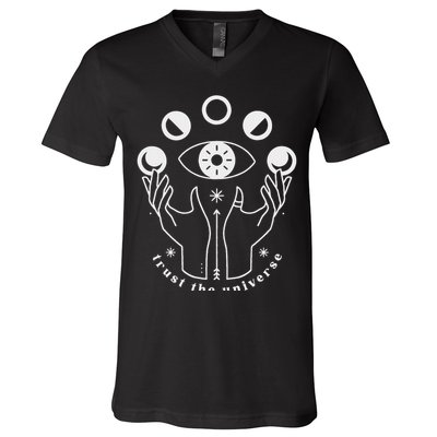 Moon Phases Esoteric Art Trust The Universe Quote V-Neck T-Shirt