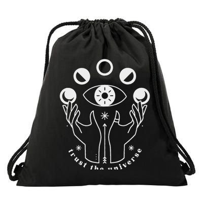 Moon Phases Esoteric Art Trust The Universe Quote Drawstring Bag