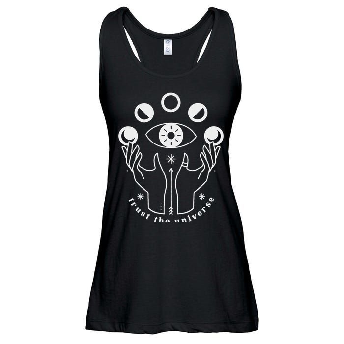 Moon Phases Esoteric Art Trust The Universe Quote Ladies Essential Flowy Tank