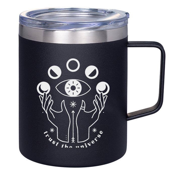 Moon Phases Esoteric Art Trust The Universe Quote 12oz Stainless Steel Coffee Mug