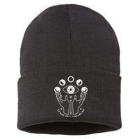 Moon Phases Esoteric Art Trust The Universe Quote Sustainable Knit Beanie