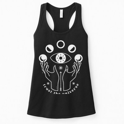 Moon Phases Esoteric Art Trust The Universe Quote Womens Tank Top