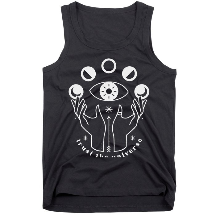 Moon Phases Esoteric Art Trust The Universe Quote Tank Top