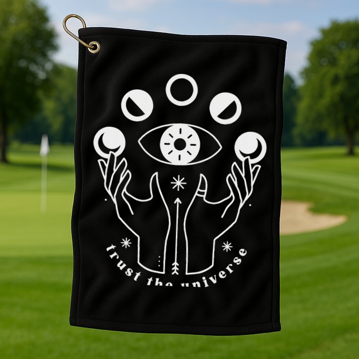 Moon Phases Esoteric Art Trust The Universe Quote Golf Towel