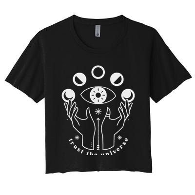 Moon Phases Esoteric Art Trust The Universe Quote Crop Top