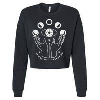 Moon Phases Esoteric Art Trust The Universe Quote Cropped Pullover Crew