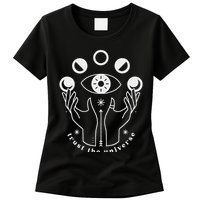Moon Phases Esoteric Art Trust The Universe Quote Womens T-Shirt