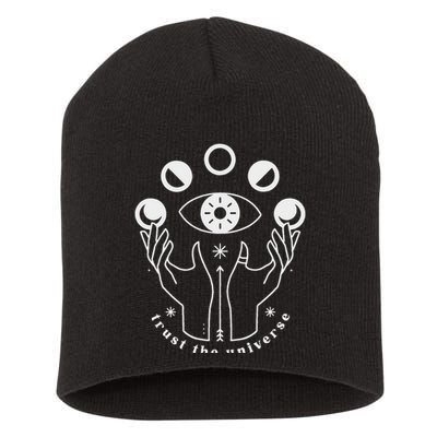 Moon Phases Esoteric Art Trust The Universe Quote Short Acrylic Beanie