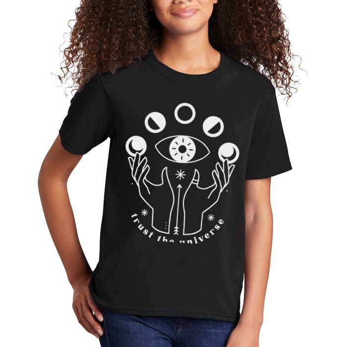 Moon Phases Esoteric Art Trust The Universe Quote Kids T-Shirt