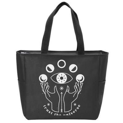 Moon Phases Esoteric Art Trust The Universe Quote Zip Tote Bag