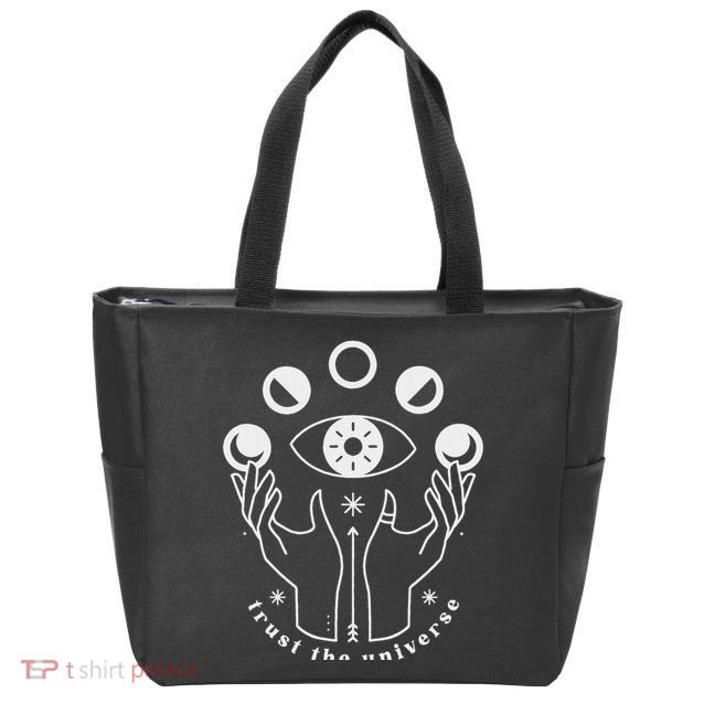 Moon Phases Esoteric Art Trust The Universe Quote Zip Tote Bag