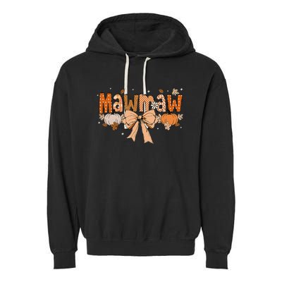 Mawmaw Pumpkin Fall Coquette Bow Thanksgiving Mom Garment-Dyed Fleece Hoodie