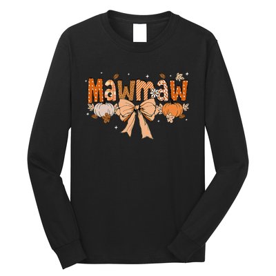 Mawmaw Pumpkin Fall Coquette Bow Thanksgiving Mom Long Sleeve Shirt